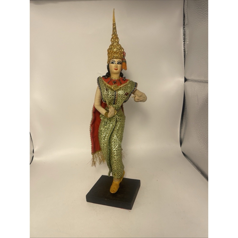Vintage Pose Doll Thai Temple Dancer In Traditional Clothing